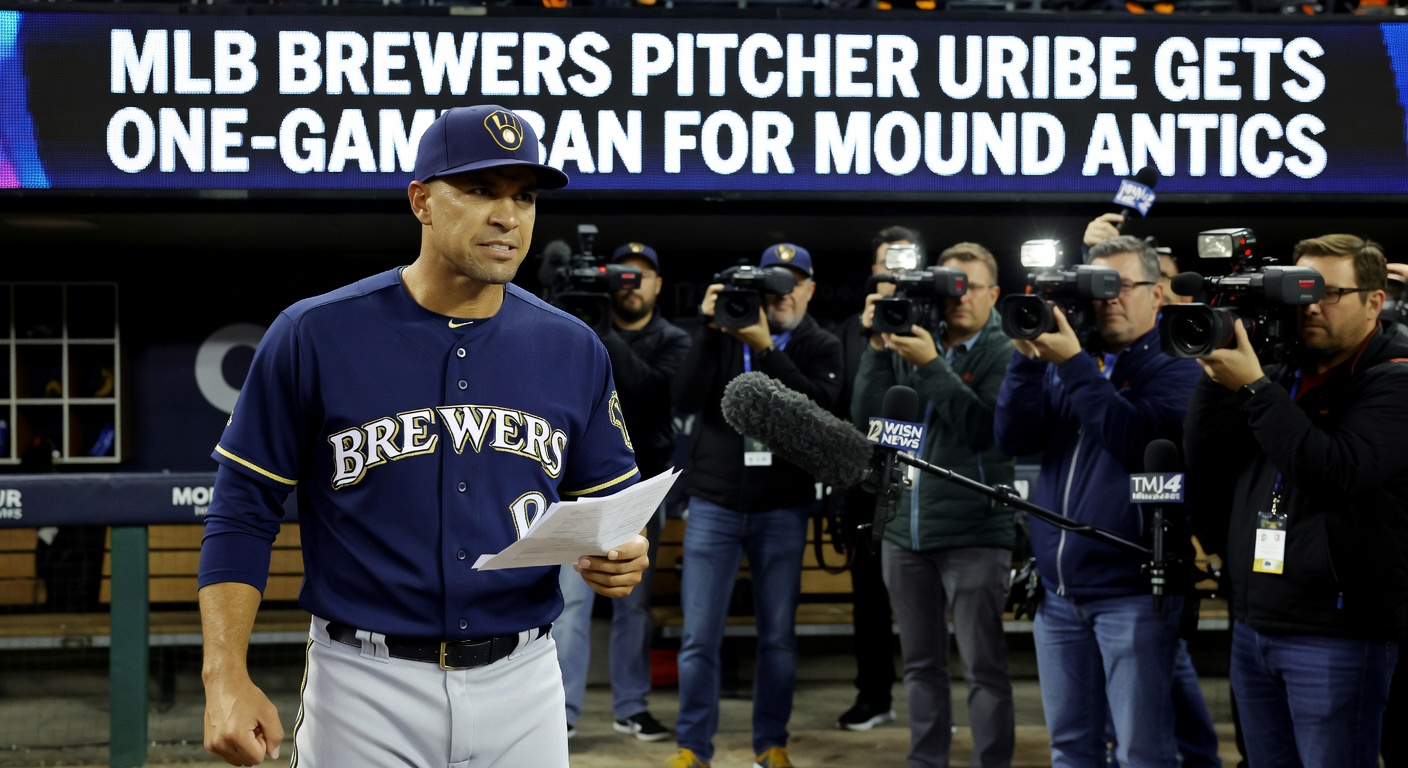 MLB Brewers pitcher Uribe gets one-game ban for mound antics