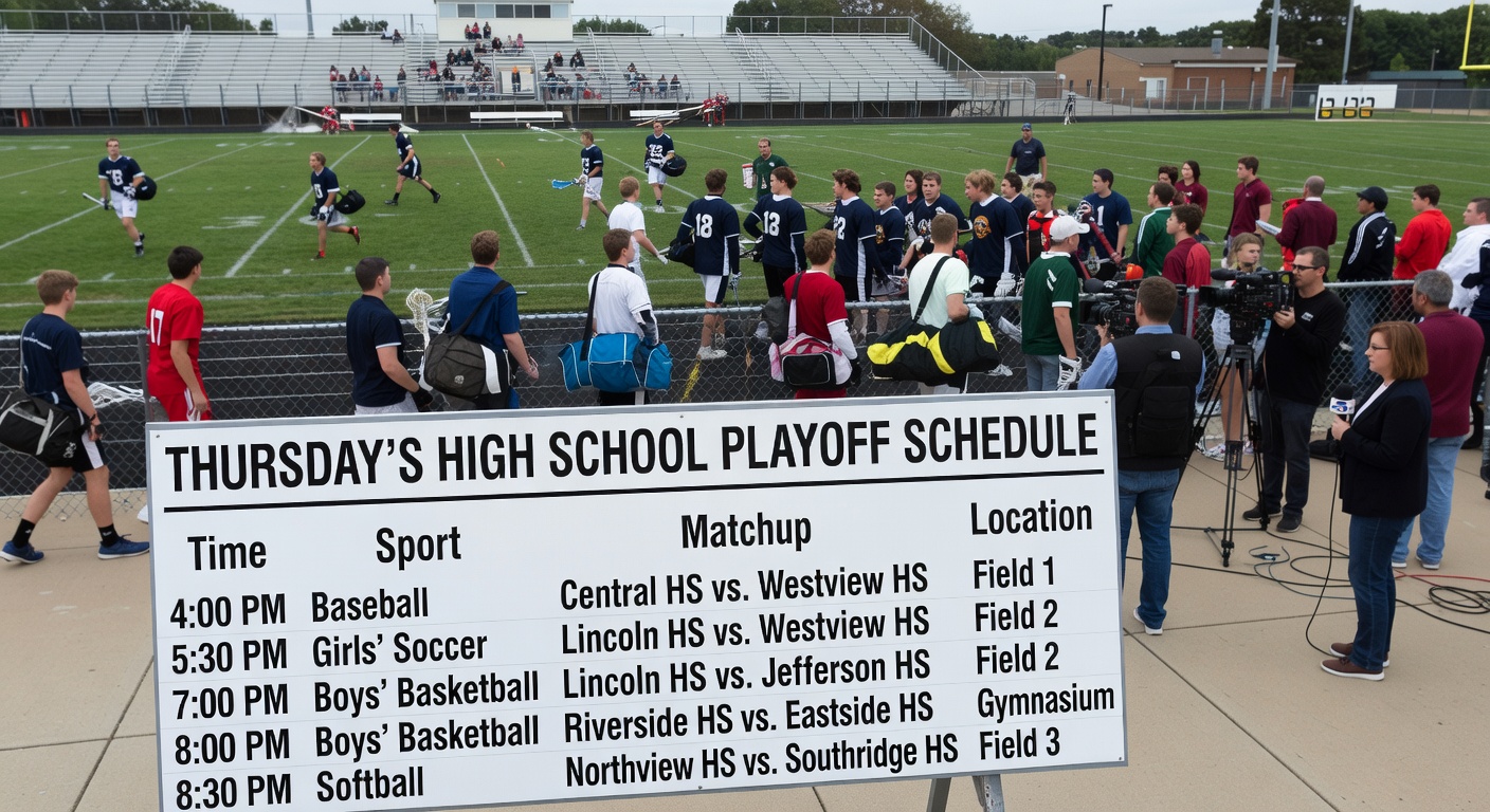 It's a busy day of high school playoffs. Here's the schedule for Thursday
