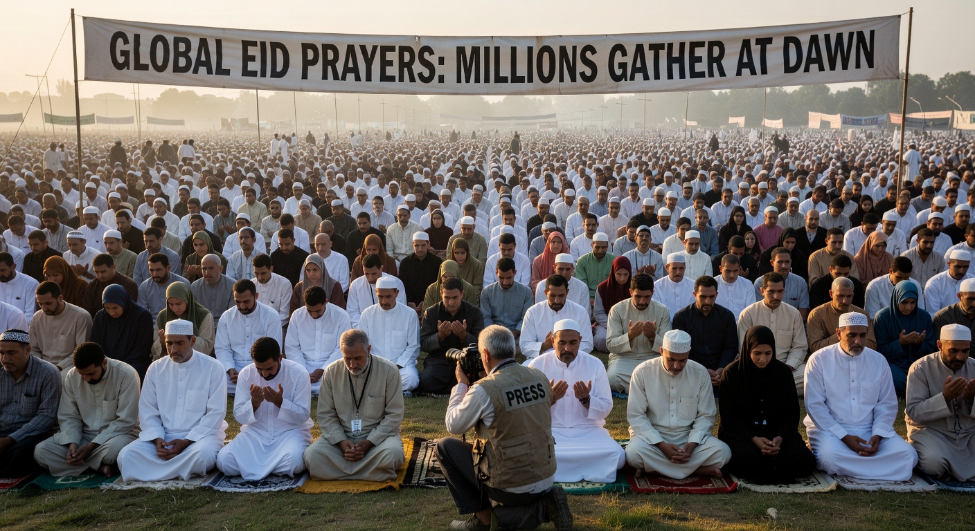 Global Eid prayers draw millions in early morning gatherings