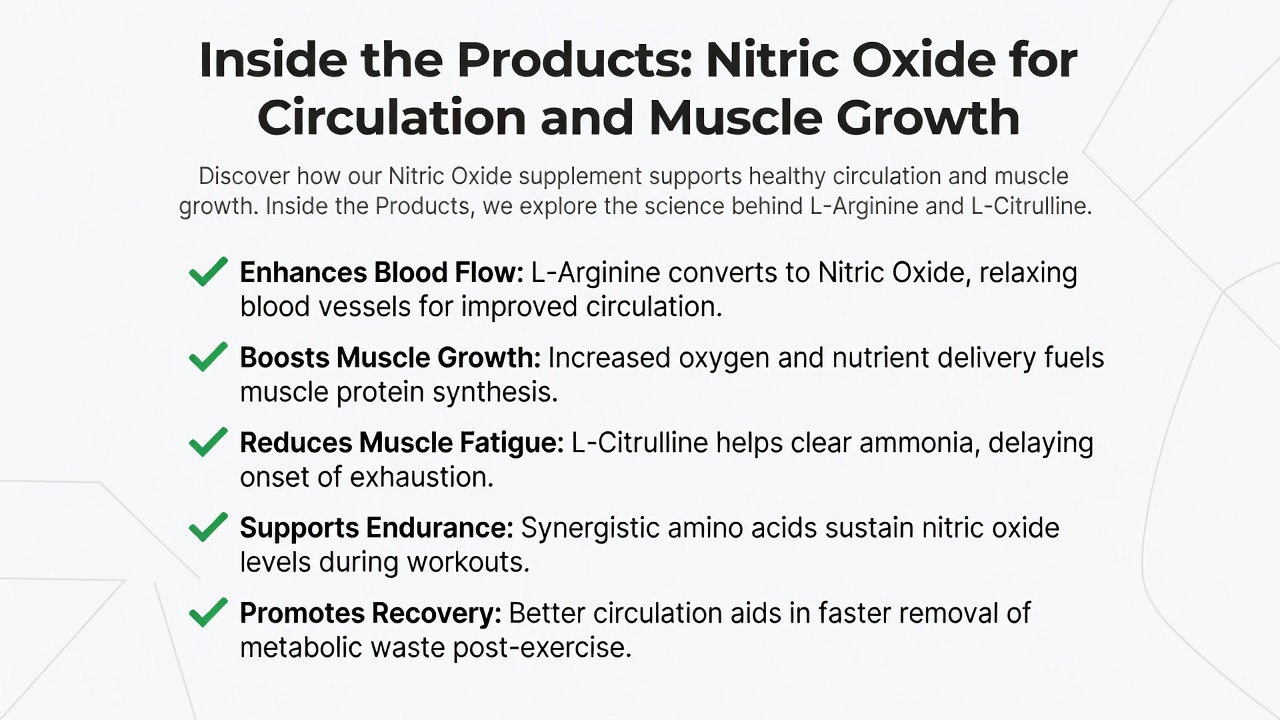 Inside the Products: Nitric Oxide for Circulation and Muscle Growth
