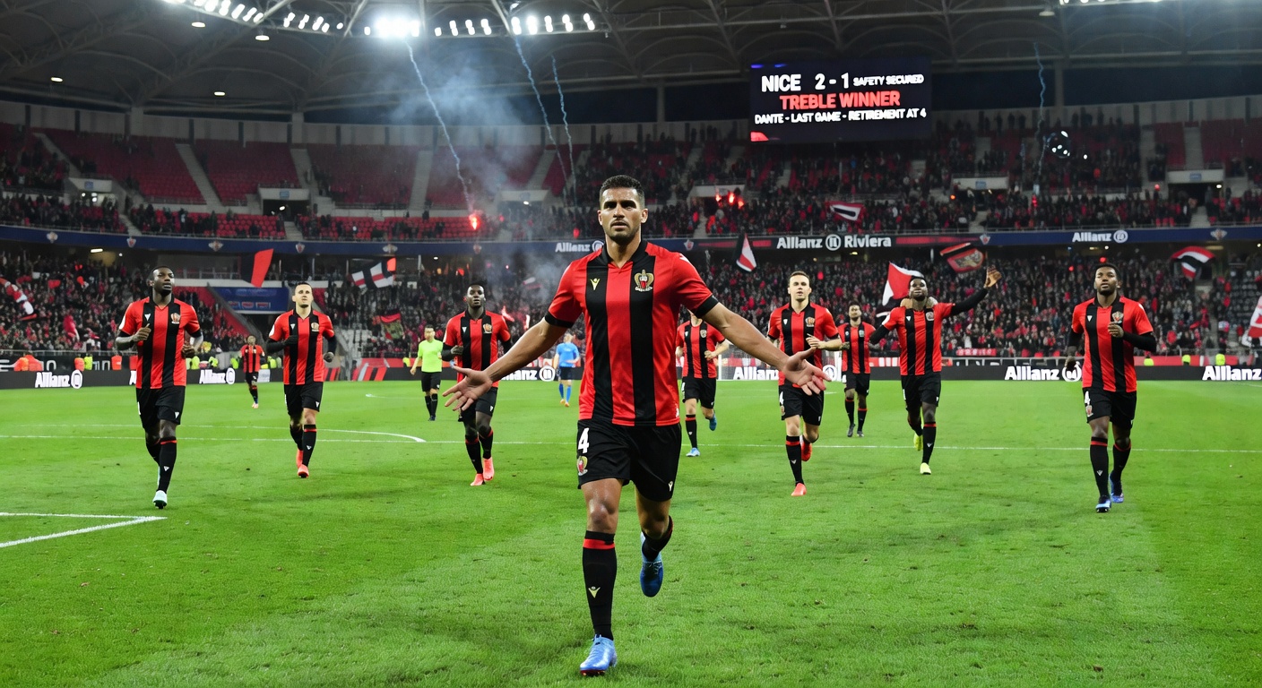 Treble winner Dante leads Nice to safety in his last game before retirement at 42