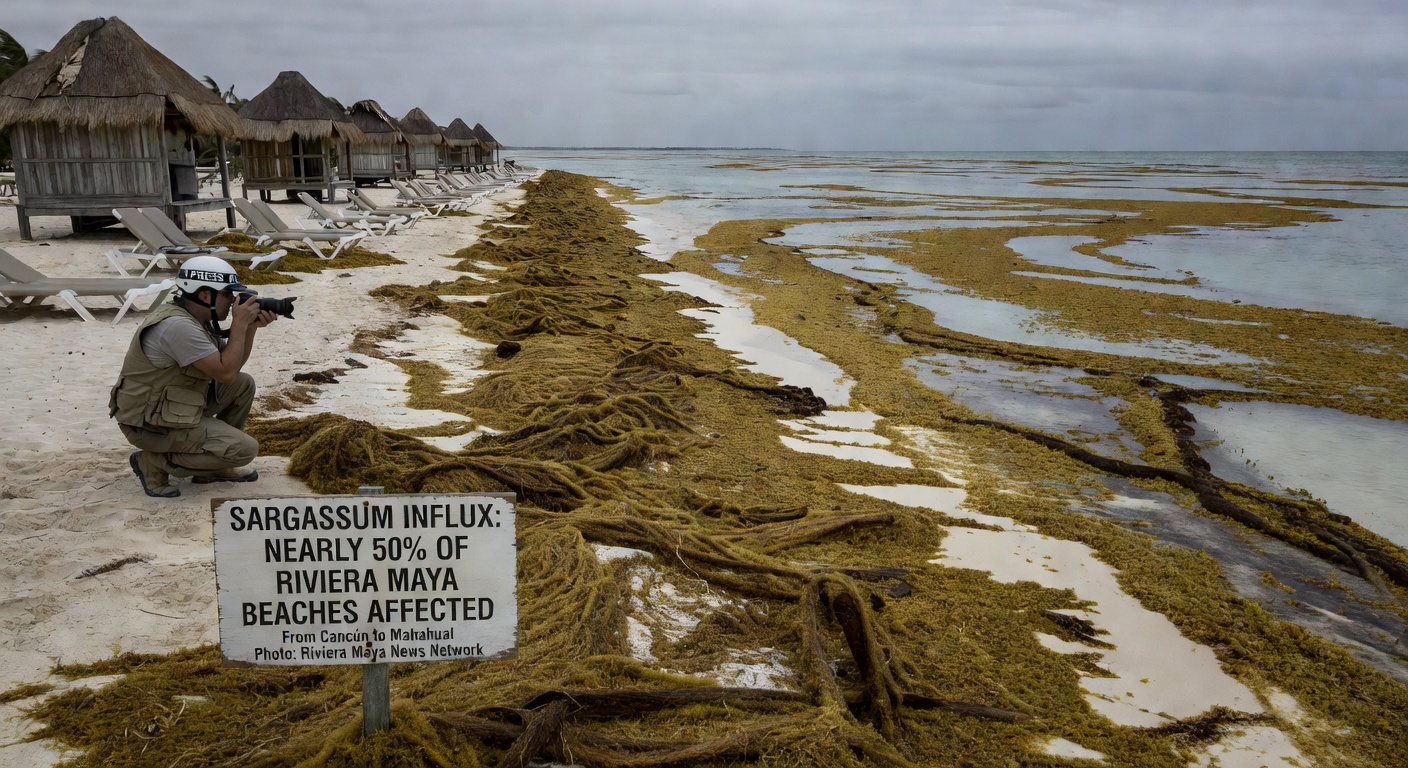 From Cancún to Mahahual, sargassum influx puts nearly 50% of Riviera Maya beaches on red alert