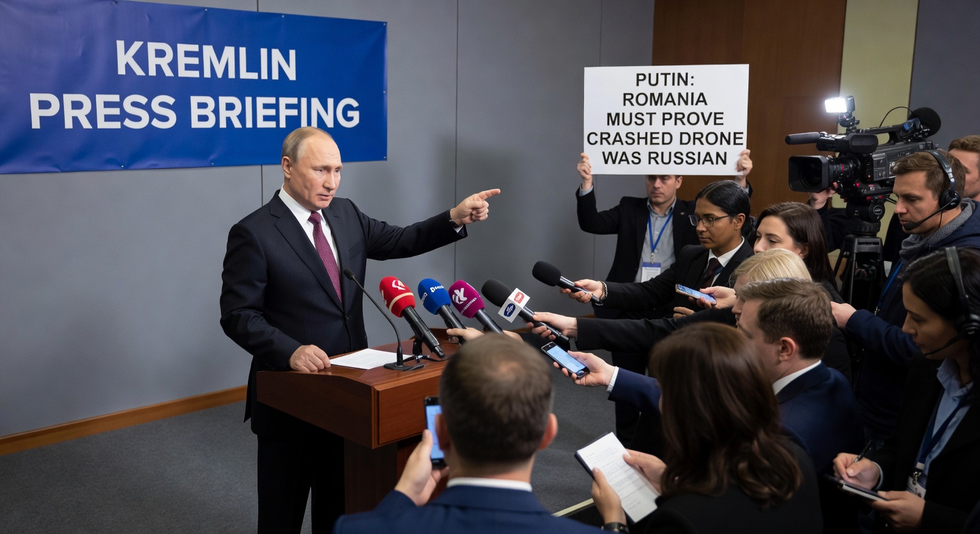 Putin tells Romania to prove crashed drone was Russian