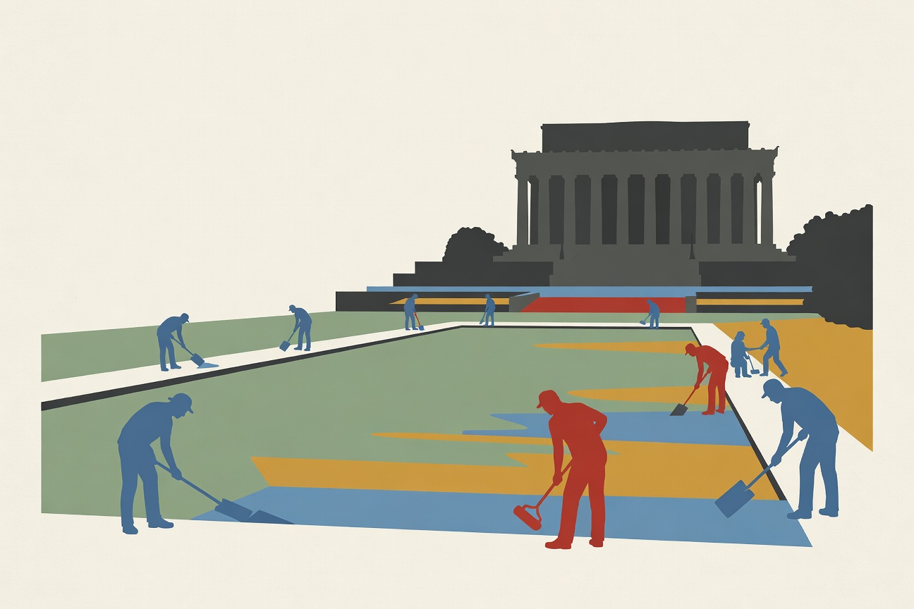 Lincoln Memorial Reflecting Pool Undergoes Blue Resurfacing as Part of $8 Million Renovation Project