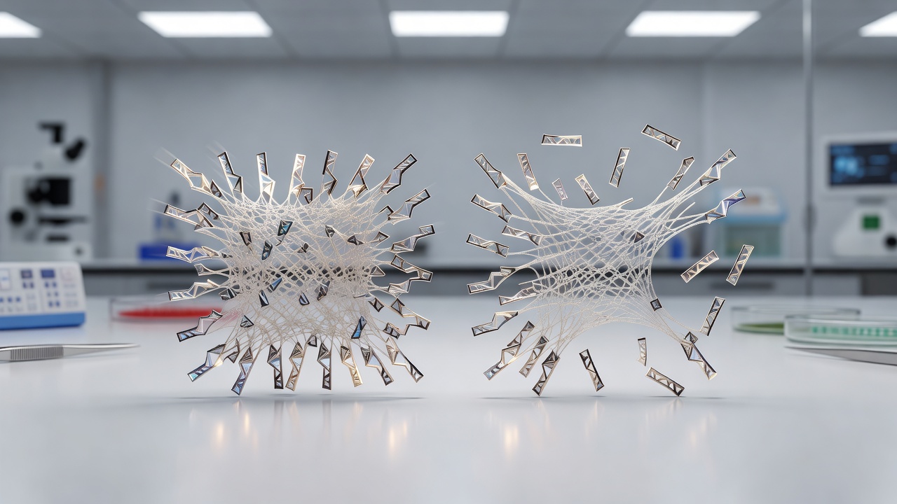 Strange Staple Particles Form Materials That Lock or Unravel Fast