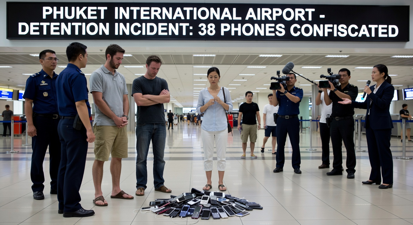 Three foreigners held at Phuket airport with 38 phones