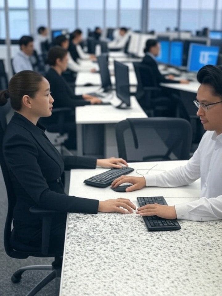Wide-angle view of a modern BPO operations floor in the Philippines showing rows of workstations with monitors, professi