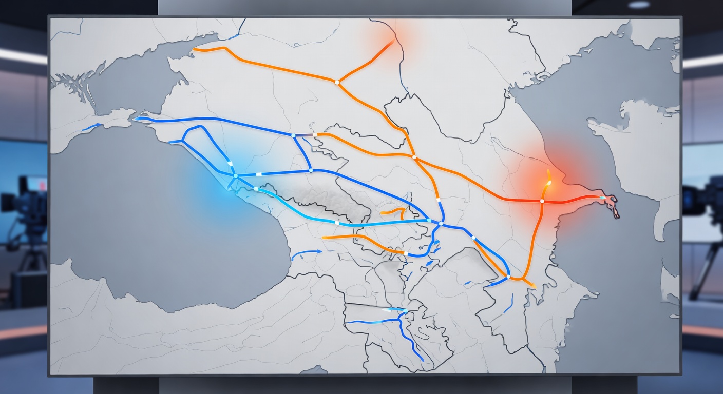 South Caucasus map with spheres of influence