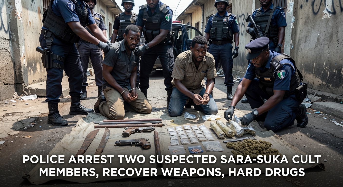 Police arrest two suspected Sara-Suka cult members, recover weapons, hard drugs in Plateau